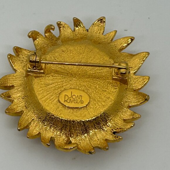 Joan Rivers Sunflower Brooch With Gold Tone Petals Rhinestone Center Vintage - Picture 9 of 16
